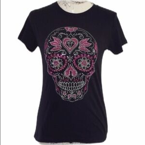 Embellished Black Skull Top S
